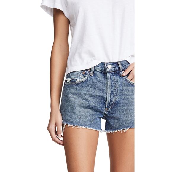 Agolde 'Parker' Blue Cotton Vintage Cutoff Shorts Size 24 - Picture 1 of 5
